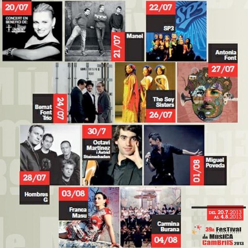 Els concerts del Festival Internacional de M&uacute;sica de Cambrils 2013. 