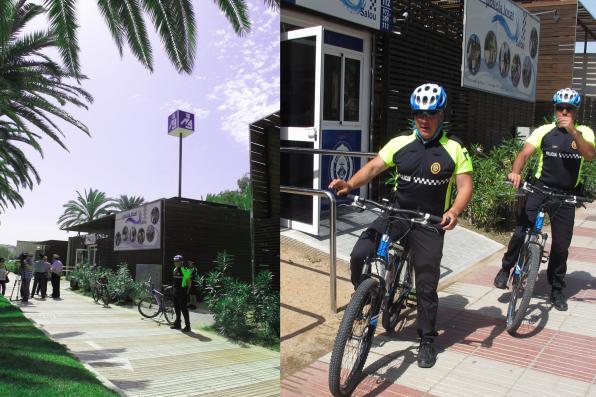 The police officers and two Salou beach bike.