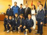 Mayor of Salou congratulates Handball Club Salou to win tournament champion Sant Joan Despi